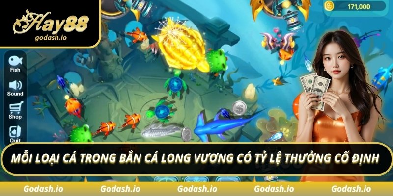 Mỗi loại cá trong bắn cá Long Vương có tỷ lệ thưởng cố định